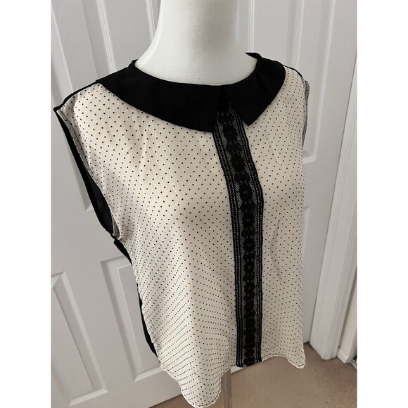 Vintage - Retro Style - Sheer - Polka Dot - 60s Style - Lace - Blouse / Top - M - Picture 2 of 14